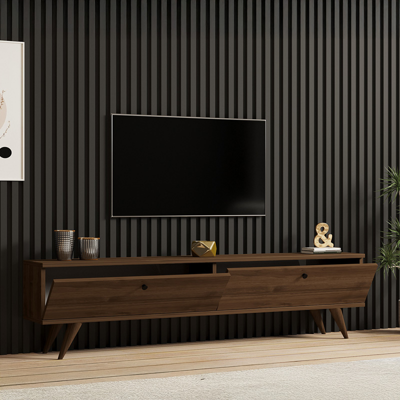Έπιπλο τηλεόρασης Jate pakoworld σε καρυδί απόχρωση 160x25x40εκ