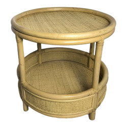 Βοηθητικό τραπέζι Moody pakoworld pe rattan σε φυσική απόχρωση Φ55x51εκ