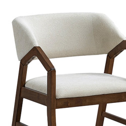 Πολυθρόνα Livia pakoworld rubberwood σε καρυδί-εκρού απόχρωση 47.5x54.5x78εκ