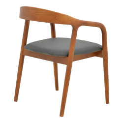 Πολυθρόνα Hogie pakoworld rubberwood καρυδί- μαύρο pu μαξιλάρι 61x60x76εκ