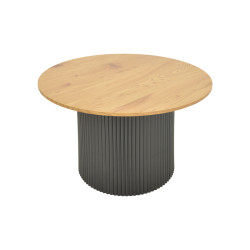 Τραπέζι σαλονιού Dovel pakoworld mdf σε sonoma-μαύρο μέταλλο Φ70x45εκ