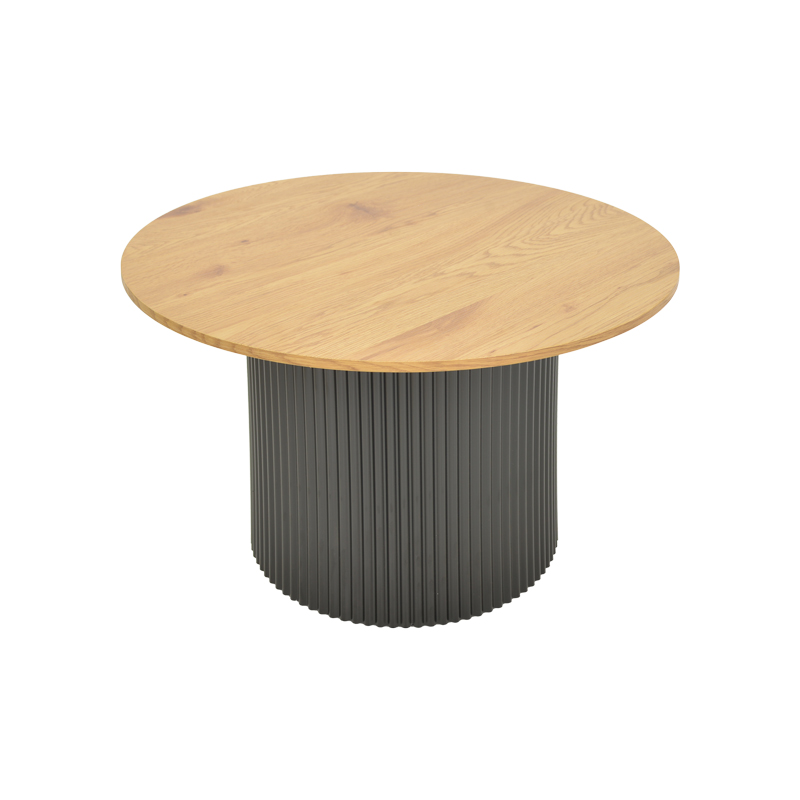 Τραπέζι σαλονιού Dovel pakoworld mdf σε sonoma-μαύρο μέταλλο Φ70x45εκ