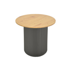 Βοηθητικό τραπέζι Dovel pakoworld mdf σε sonoma -μαύρο μέταλλο Φ50x50εκ
