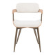Πολυθρόνα Cameo pakoworld μέταλλο μπρονζέ-white-wash ξύλο-μπέζ ύφασμα 53x49.5x75.5εκ