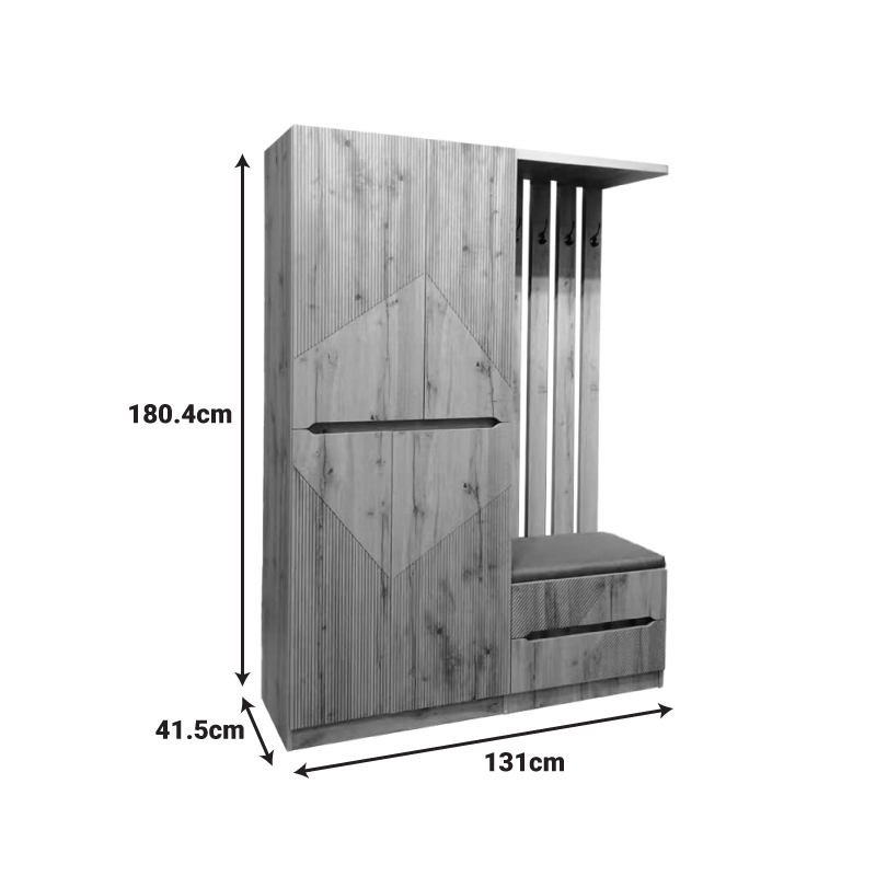 Έπιπλο εισόδου Zomie pakoworld σε oak απόχρωση 131x41.5x180.4εκ