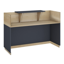 Γραφείο reception Lotus pakoworld σε χρώμα φυσικό - ανθρακί 200x70x110εκ
