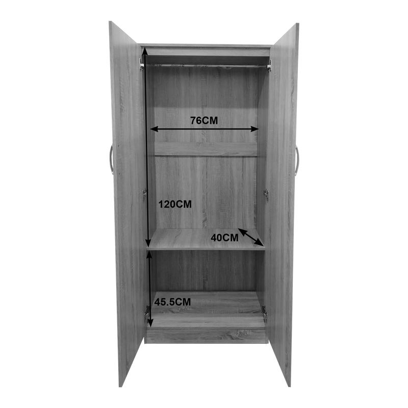 Ντουλάπα δίφυλλη Athos pakoworld σε λευκή απόχρωση 80x42x180εκ