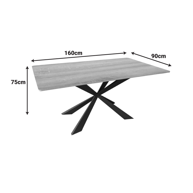 Τραπέζι Aragne pakoworld sonoma mdf με μαύρα μεταλλικά πόδια 160x90x75εκ