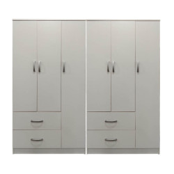 Ντουλάπα εξάφυλλη Athos pakoworld λευκή 180x42x180εκ