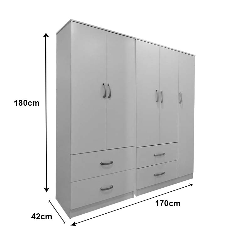 Ντουλάπα πεντάφυλλη Athos pakoworld λευκή 170x42x180εκ