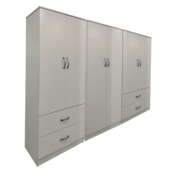 Ντουλάπα εξάφυλλη Athos pakoworld λευκή 240x42x180εκ