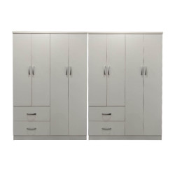 Ντουλάπα οχτάφυλλη Athos pakoworld λευκή 241x42x181εκ