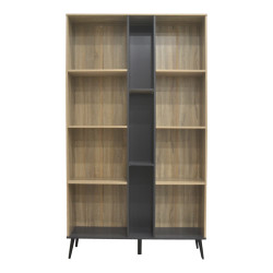 Βιβλιοθήκη Zezan pakoworld σε sonoma-ανθρακί απόχρωση 114x30x200.5εκ