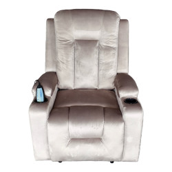 Πολυθρόνα relax με μηχανισμό massage Gessel pakoworld βελούδο σε γκρι απόχρωση 80x90x98εκ
