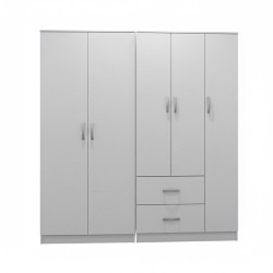 Ντουλάπα πεντάφυλλη Athos I pakoworld λευκή 170x42x180εκ