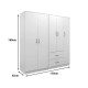 Ντουλάπα πεντάφυλλη Athos I pakoworld λευκή 170x42x180εκ