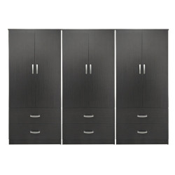 Ντουλάπα εξάφυλλη με συρτάρια Athos pakoworld wenge 240x42x180εκ