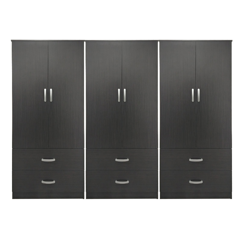 Ντουλάπα εξάφυλλη με συρτάρια Athos pakoworld wenge 240x42x180εκ