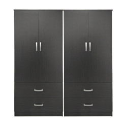 Ντουλάπα τετράφυλλη με συρτάρια Athos pakoworld wenge 160x42x180εκ