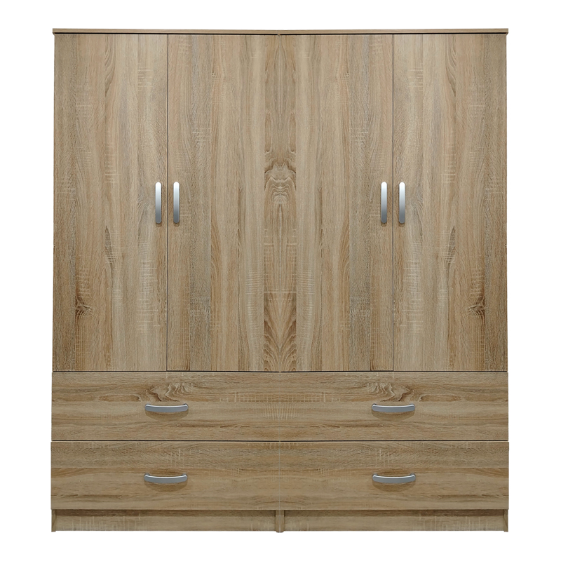 Ντουλάπα τετράφυλλη με συρτάρια Athos pakoworld sonoma 160x42x180εκ