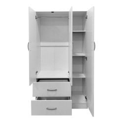 Ντουλάπα πεντάφυλλη με πατάρι Athos pakoworld λευκή 170x42x240εκ