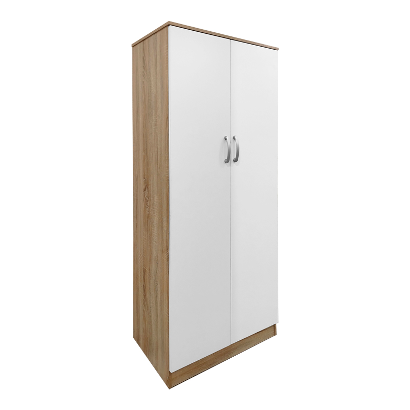 Ντουλάπα τετράφυλλη με πατάρι Athos pakoworld sonoma-λευκή 160x42x240εκ