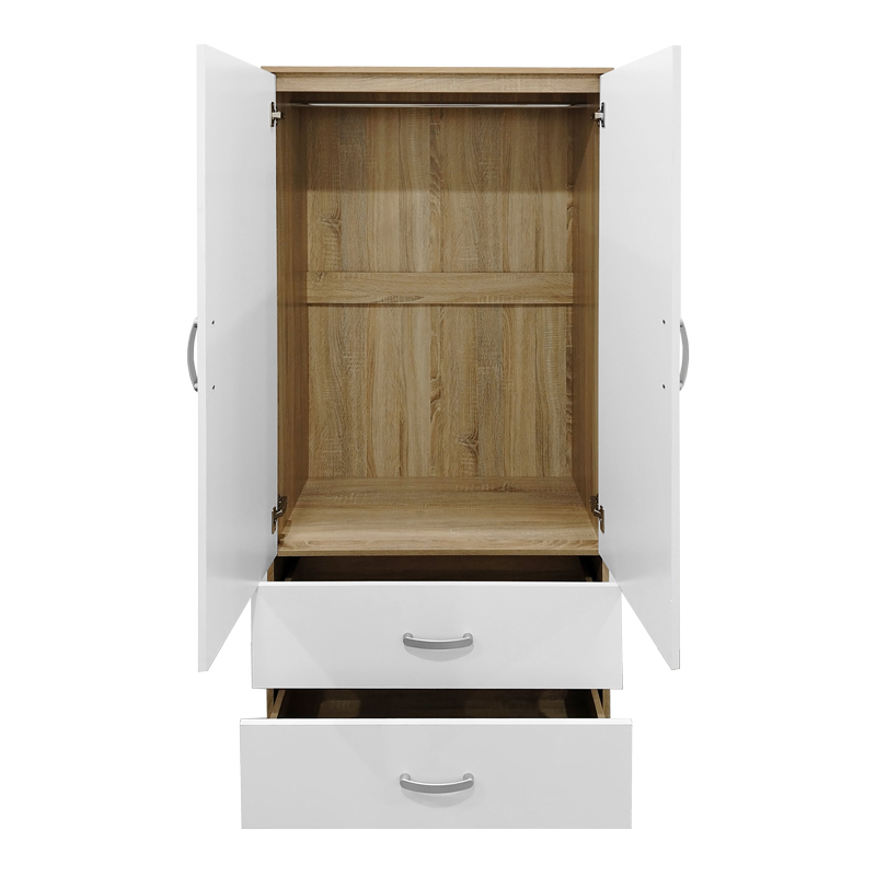 Ντουλάπα πεντάφυλλη με πατάρι Athos pakoworld sonoma-λευκή 170x42x240εκ