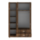 Ντουλάπα τρίφυλλη με συρτάρια Royal pakoworld καρυδι-oak 150x58x230εκ