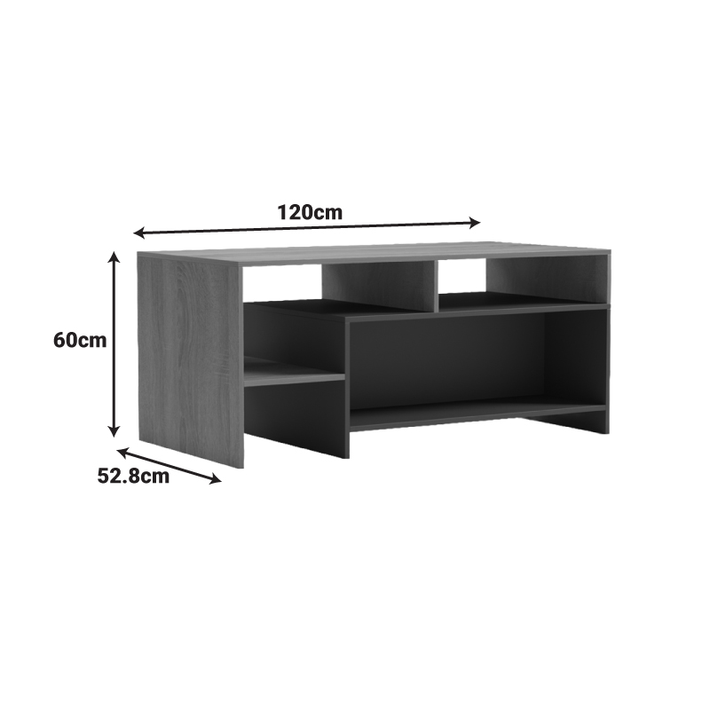 Τραπέζι σαλονιού Consa pakoworld sonoma - ανθρακί 120x60x52.8εκ
