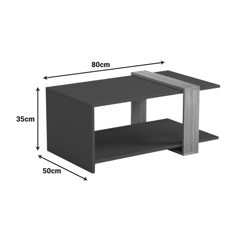 Τραπέζι σαλονιού Masasi pakoworld ανθρακί - sonoma 80x50x35εκ