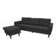 Γωνιακός καναπές αναστρέψιμος Maneli pakoworld ύφασμα μαύρο 196x138/77x82εκ