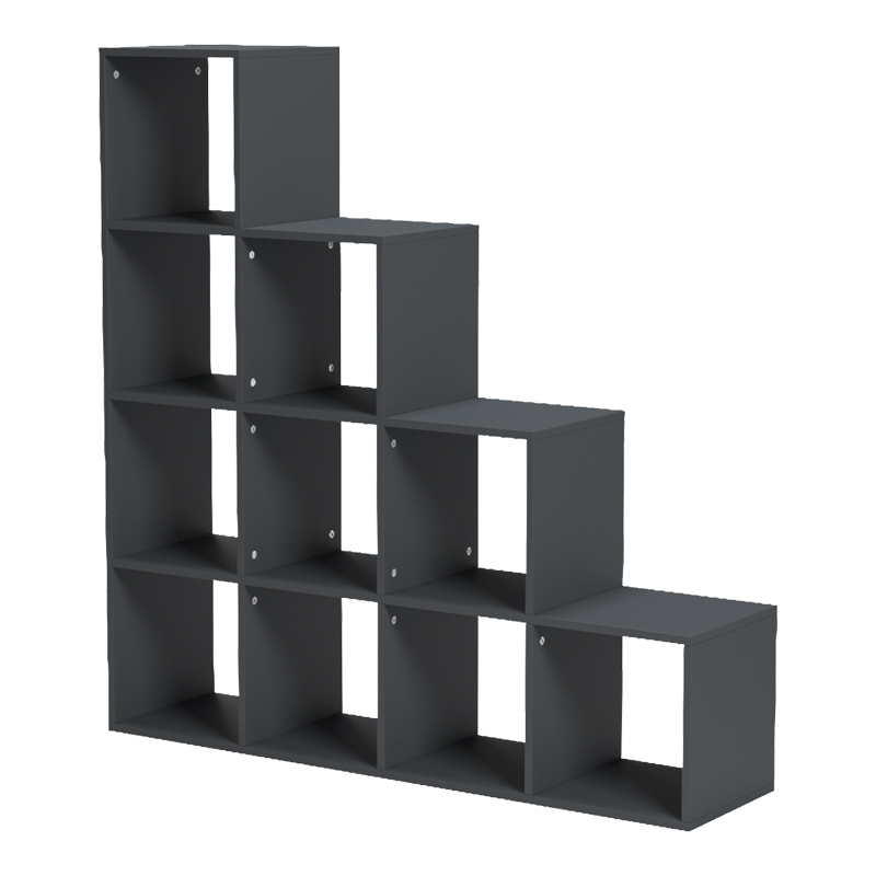 Βιβλιοθήκη Scala pakoworld ανθρακί 129.5x29x129.5εκ