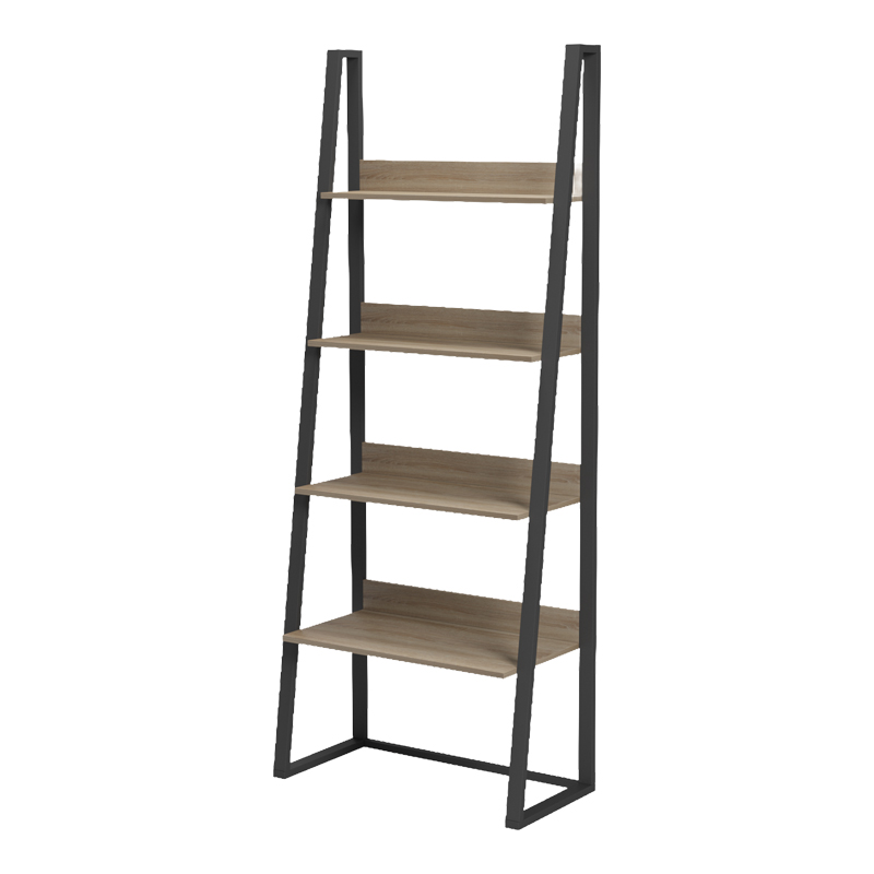 Βιβλιοθήκη-Ραφιέρα Alfa pakoworld sonoma-μαύρο μέταλλο 75x36x185εκ
