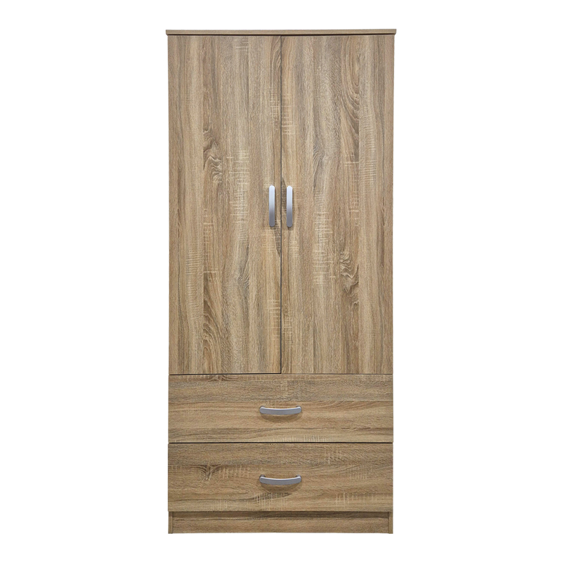 Ντουλάπα δίφυλλη με 2 συρτάρια Alvia pakoworld sonoma 80x51.5x180εκ