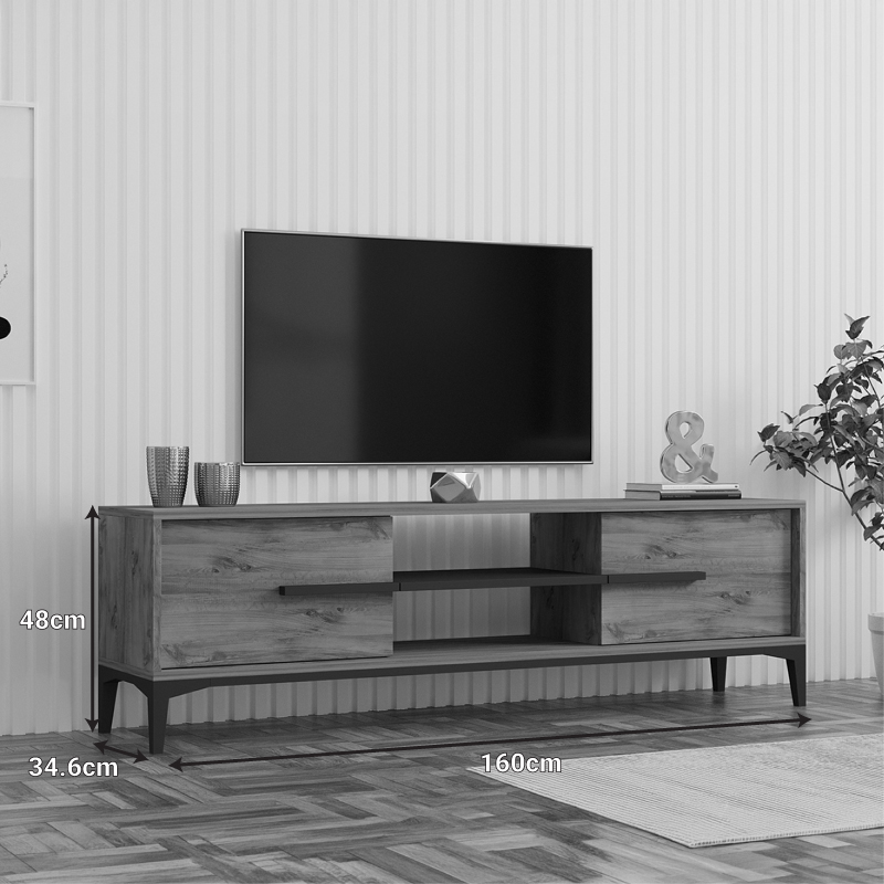 Έπιπλο τηλεόρασης Eslem pakoworld oak με ανθρακί 160x34,6x48,1εκ