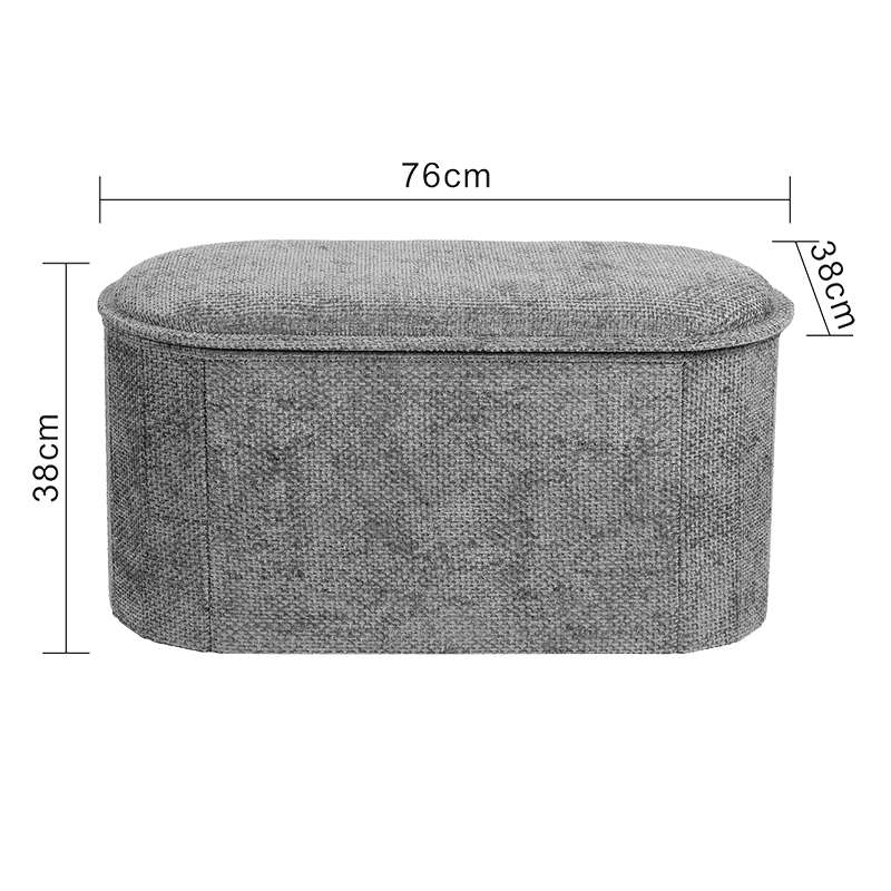 Σκαμπό-μπαούλο Trebia pakoworld γκρι ύφασμα 76x38x38εκ