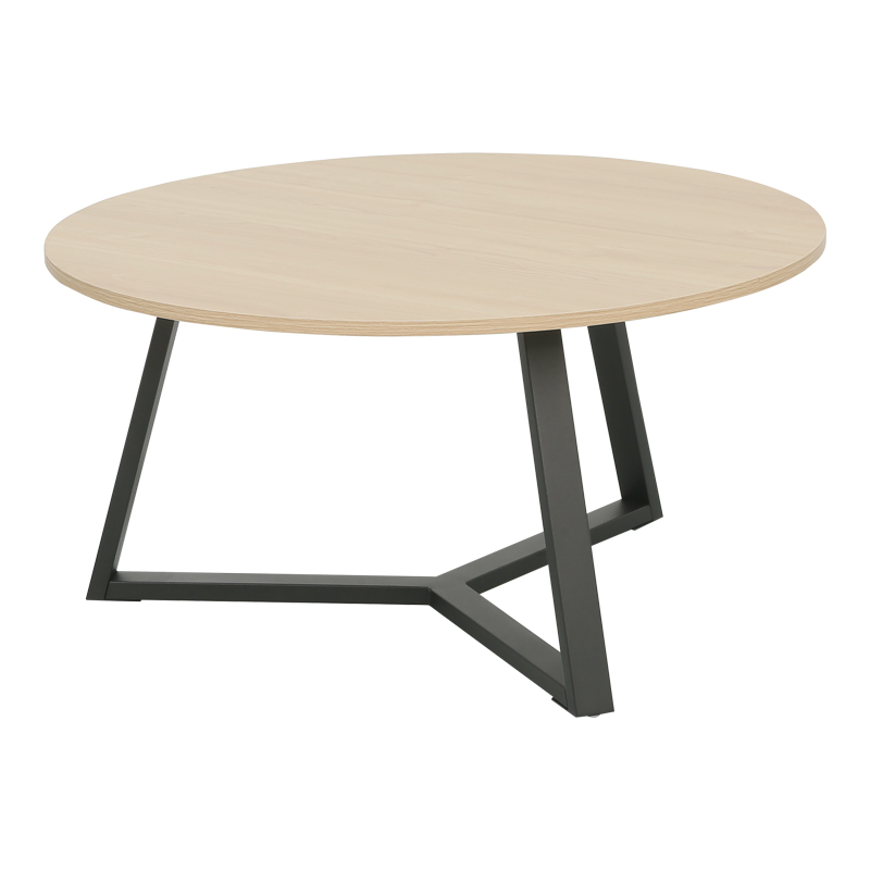 Βοηθητικό τραπέζι Berton pakoworld σε φυσική απόχρωση με μαύρο μέταλλο Φ45x52εκ