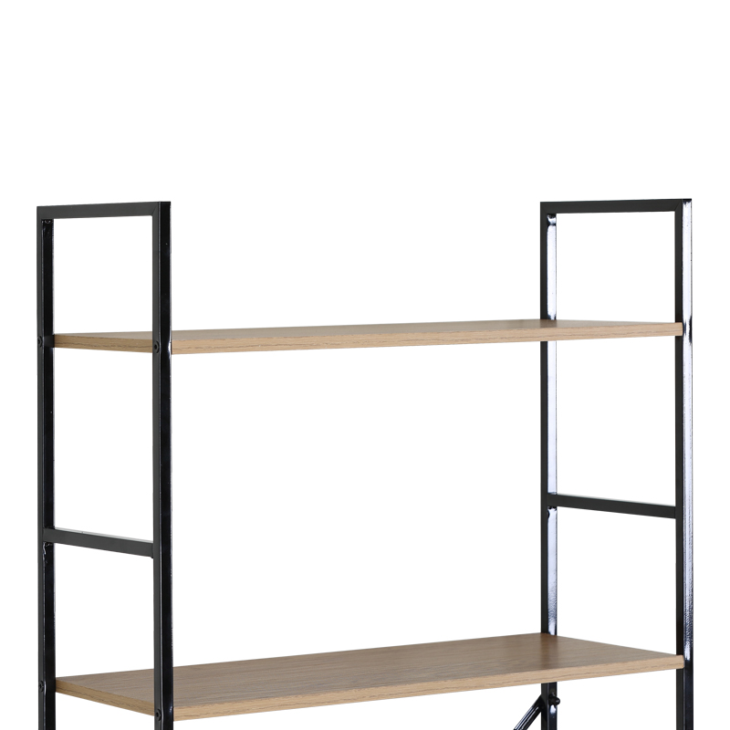 Βιβλιοθήκη Manlo pakoworld oak με μαύρο μέταλλο 58.6x23.5x144εκ
