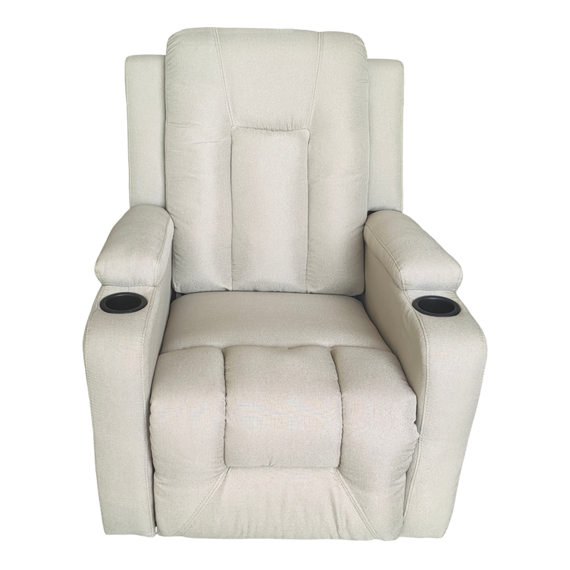Πολυθρόνα relax με μηχανισμό massage Gessel pakoworld μπεζ ύφασμα 80x90x98εκ