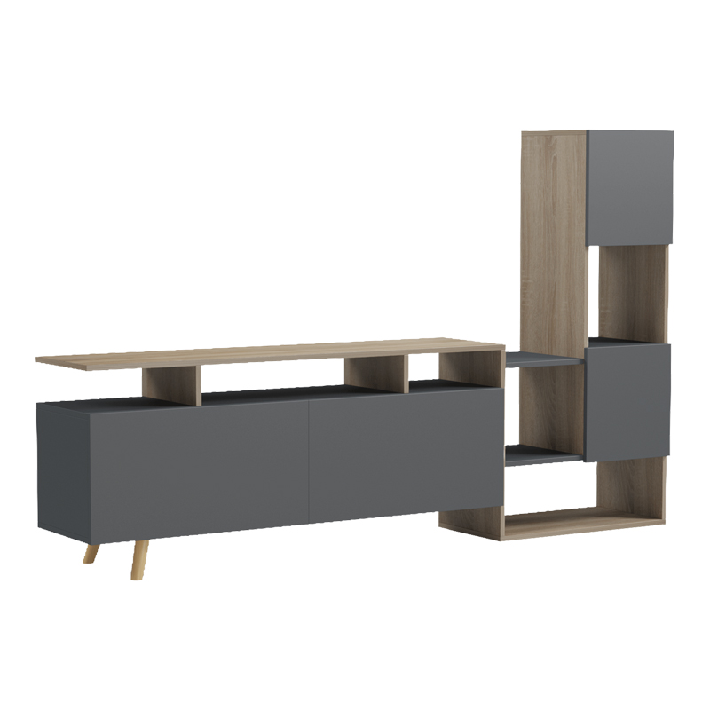 Σύνθετο σαλονιού Defry pakoworld sonoma-ανθρακί 177.5x31.5x110εκ