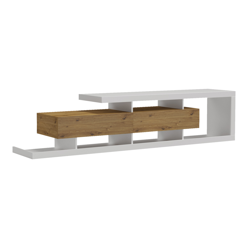 Έπιπλο τηλεόρασης Arbero pakoworld λευκό-oak 198x40x45εκ
