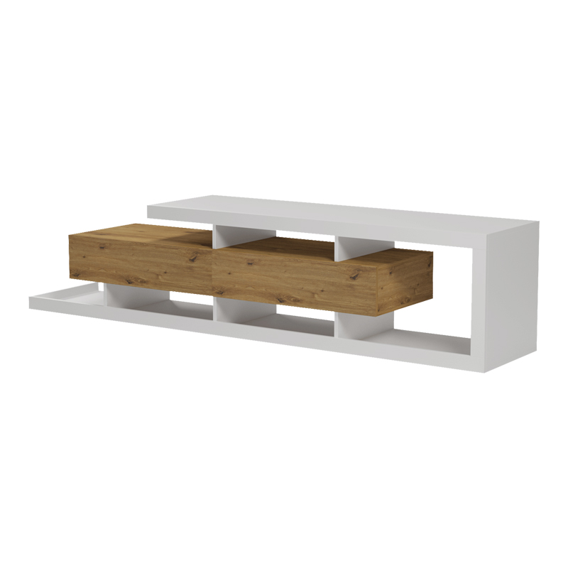 Έπιπλο τηλεόρασης Arbero pakoworld λευκό-oak 198x40x45εκ