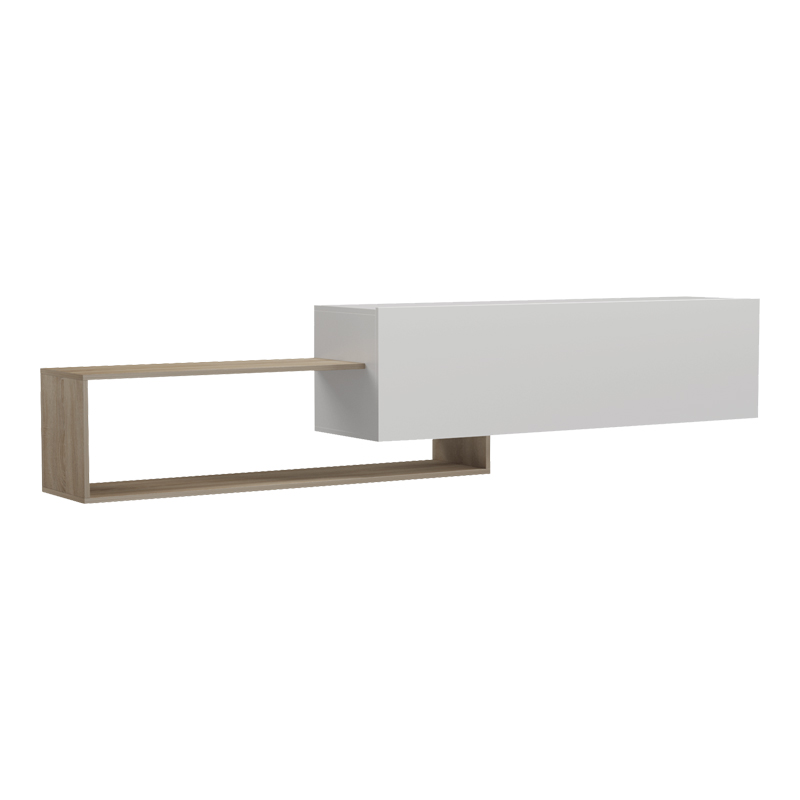 Έπιπλο τηλεόρασης επιτοίχιο Olande pakoworld sonoma-λευκό 210x35x48εκ