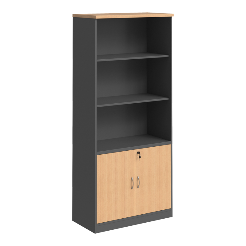 Βιβλιοθήκη γραφείου επαγγελματική Fesialo pakoworld φυσικό-ανθρακί 80x40x180εκ
