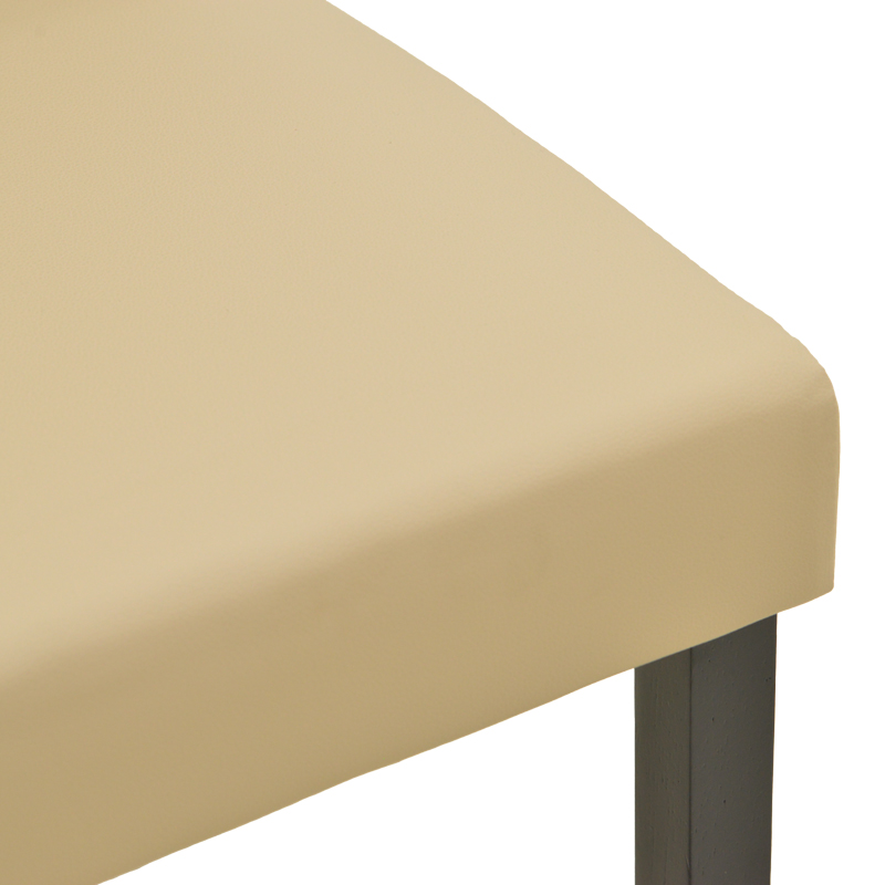 Καρέκλα Zeben pakoworld εκρού PU με πόδι μαύρο rubberwood 43,5x55,5x93,5εκ