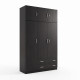 Ντουλάπα τρίφυλλη με πατάρι Alvia pakoworld wenge 150x51x240εκ