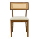 Καρέκλα Raffles pakoworld καρυδί rubberwood με pe rattan και εκρού ύφασμα 47x48x83.5εκ